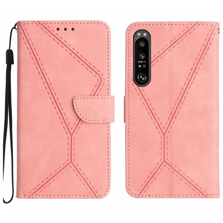 For Sony Xperia 1 IV Stitching Embossed Leather Phone Case(Pink) - Sony Cases by buy2fix | Online Shopping UK | buy2fix
