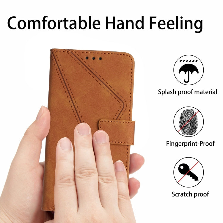 For Sony Xperia 5 IV Stitching Embossed Leather Phone Case(Brown) - Sony Cases by buy2fix | Online Shopping UK | buy2fix