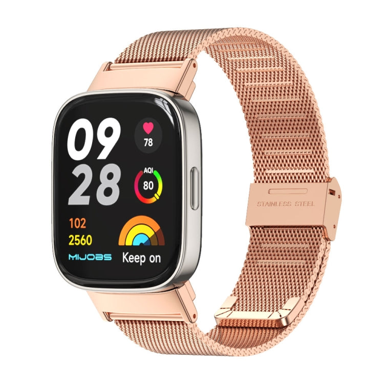 For Redmi Watch 3 Mijobs Milan Buckle Metal Watch Band(Rose Gold) - Watch Bands by MIJOBS | Online Shopping UK | buy2fix