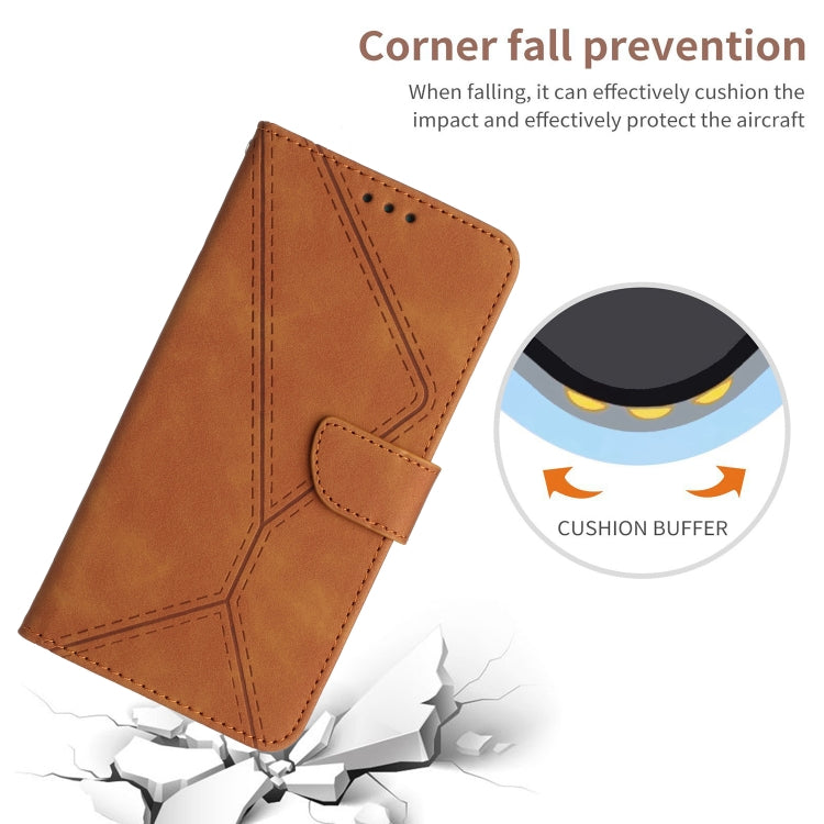 For Xiaomi POCO F5 5G Stitching Embossed Leather Phone Case(Brown) - Xiaomi Cases by buy2fix | Online Shopping UK | buy2fix