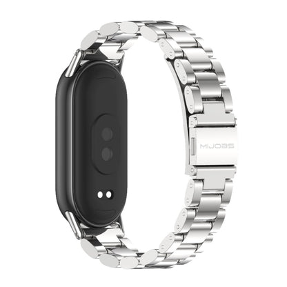 For Xiaomi Mi Band 8 / 9 / 9 NFC Mijobs Three Bead Stainless Steel Watch Band(Silver) - Watch Bands by MIJOBS | Online Shopping UK | buy2fix