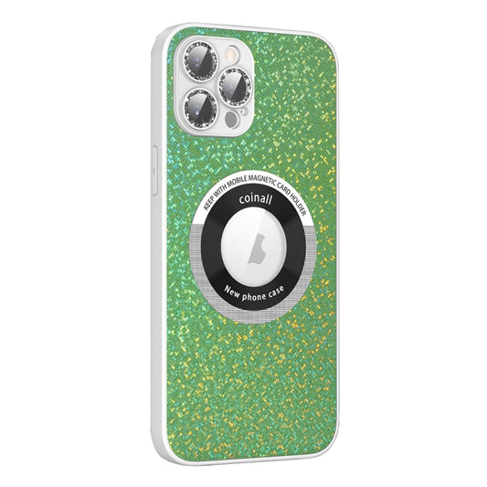 For iPhone 14 Colorful Glitter Magnetic Magsafe TPU + PC Phone Case(Colorful Green) - iPhone 14 Cases by buy2fix | Online Shopping UK | buy2fix