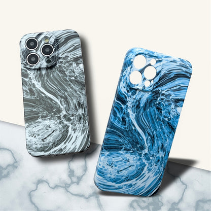 For iPhone 12 Marble Pattern Phone Case(Navy Blue White) - iPhone 12 / 12 Pro Cases by buy2fix | Online Shopping UK | buy2fix