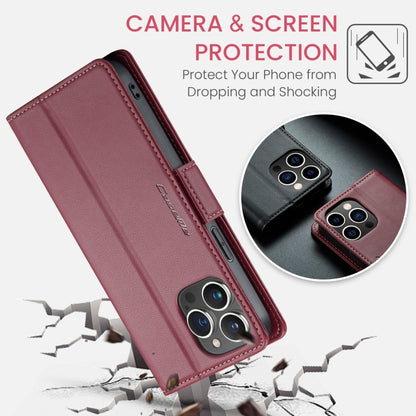 For iPhone 14 Pro Max CaseMe 023 Butterfly Buckle Litchi Texture RFID Anti-theft Leather Phone Case(Wine Red) - iPhone 14 Pro Max Cases by CaseMe | Online Shopping UK | buy2fix