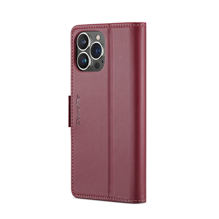 For iPhone 13 Pro CaseMe 023 Butterfly Buckle Litchi Texture RFID Anti-theft Leather Phone Case(Wine Red) - iPhone 13 Pro Cases by CaseMe | Online Shopping UK | buy2fix
