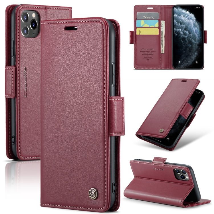 For iPhone 11 Pro Max CaseMe 023 Butterfly Buckle Litchi Texture RFID Anti-theft Leather Phone Case(Wine Red) - iPhone 11 Pro Max Cases by CaseMe | Online Shopping UK | buy2fix