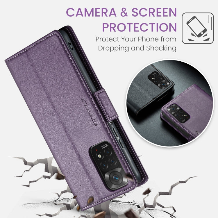 For Xiaomi Redmi Note 11 4G Global/Note 11S Global CaseMe 023 Butterfly Buckle Litchi Texture RFID Anti-theft Leather Phone Case(Pearly Purple) - Xiaomi Cases by CaseMe | Online Shopping UK | buy2fix