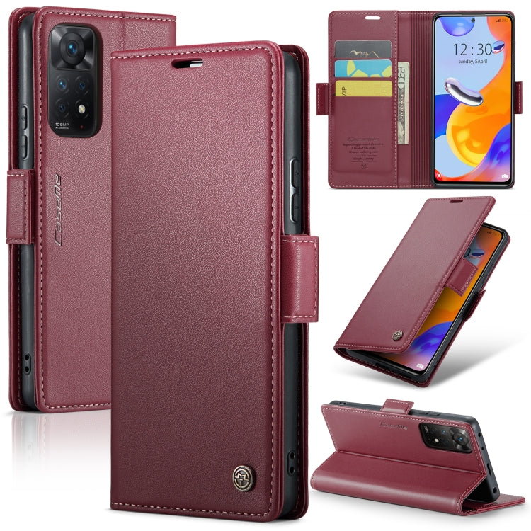 CaseMe 023 Butterfly Buckle Litchi Texture RFID Anti-theft Leather Phone Case For Xiaomi Redmi Note 11 Pro 5G Global/Redmi Note 11 Pro Global(Wine Red) - Redmi Note 11 Pro Case by CaseMe | Online Shopping UK | buy2fix