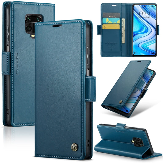 For Xiaomi Redmi Note 9S/Note 9 Pro/Note 9 Pro Max CaseMe 023 Butterfly Buckle Litchi Texture RFID Anti-theft Leather Phone Case(Blue) - Xiaomi Cases by CaseMe | Online Shopping UK | buy2fix