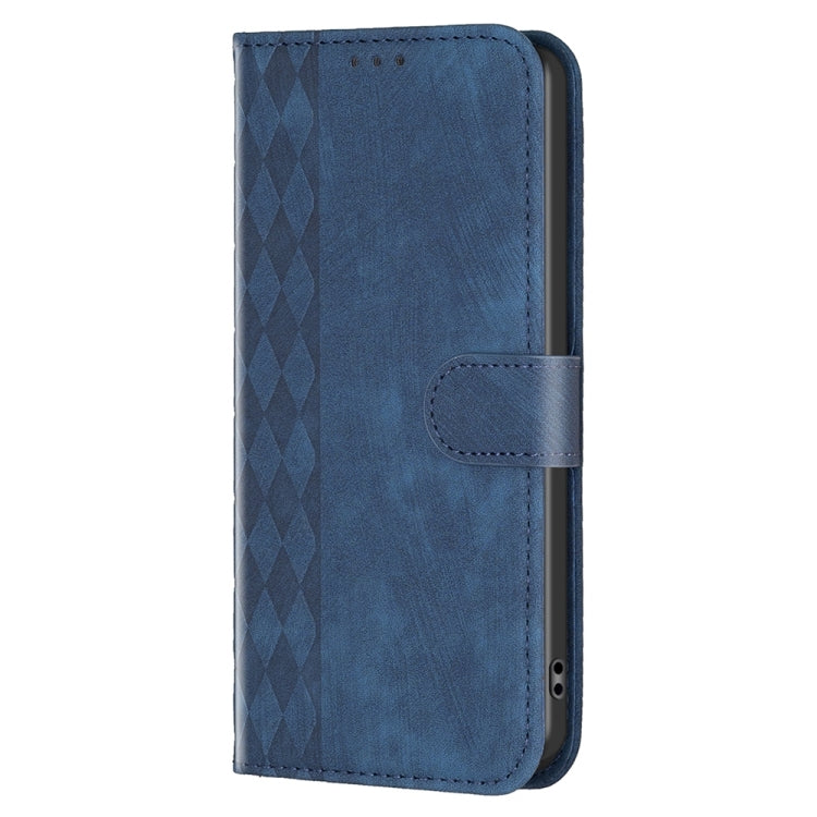 For Xiaomi 12 Pro Plaid Embossed Leather Phone Case(Blue) - 12 Pro Cases by buy2fix | Online Shopping UK | buy2fix