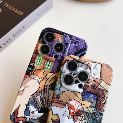 For iPhone 14 Precise Hole Oil Painting Pattern PC Phone Case(Puppy) - iPhone 14 Cases by buy2fix | Online Shopping UK | buy2fix