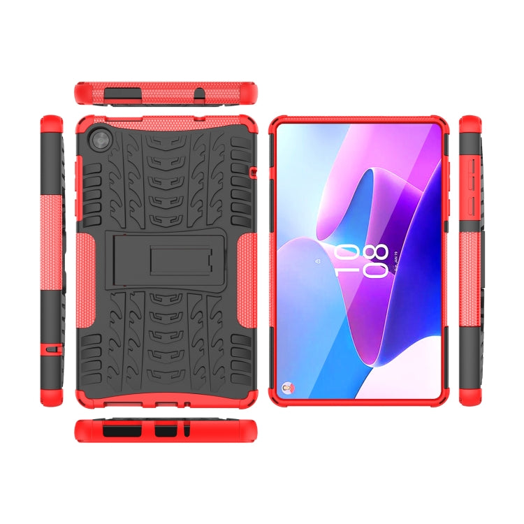 For Lenovo Tab M8 4th Gen Tire Texture TPU + PC Tablet Case with Holder(Red) - For Lenovo by buy2fix | Online Shopping UK | buy2fix