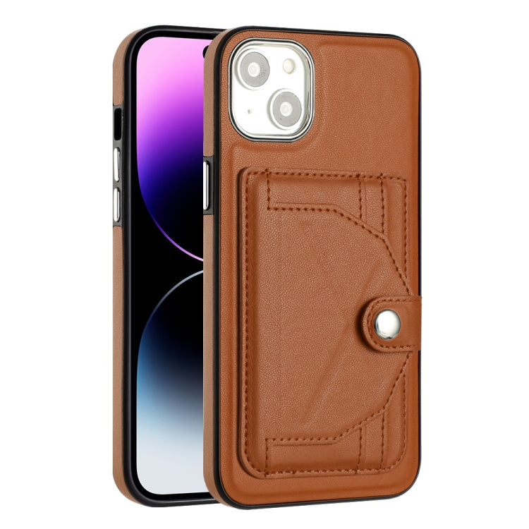 For iPhone 15 Plus Shockproof Leather Phone Case with Card Holder(Brown) - iPhone 15 Plus Cases by buy2fix | Online Shopping UK | buy2fix