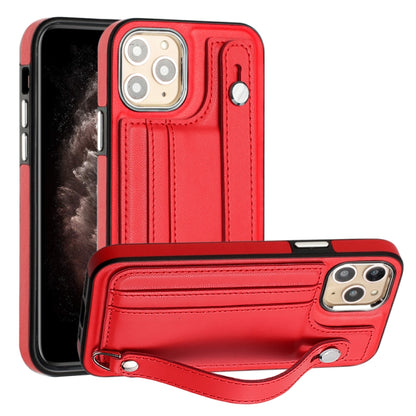 For iPhone 11 Pro Shockproof Leather Phone Case with Wrist Strap(Red) - iPhone 11 Pro Cases by buy2fix | Online Shopping UK | buy2fix