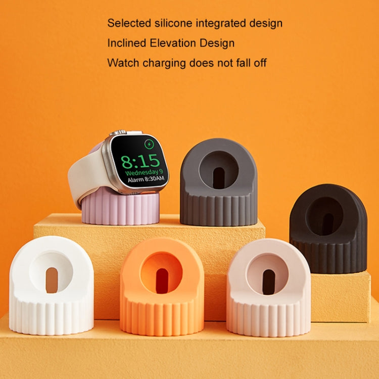 For Apple Watch Wave Pattern Silicone Watch Charging Stand(White) - Charger / Holder by buy2fix | Online Shopping UK | buy2fix