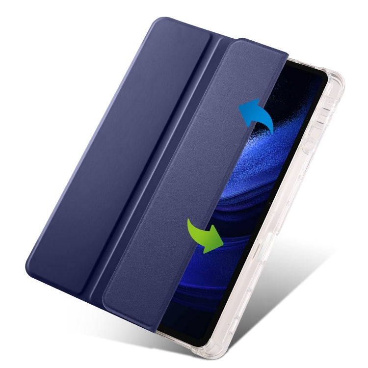 For Xiaomi Pad 6 / 6 Pro 3-fold Clear TPU Smart Leather Tablet Case with Pen Slot(Dark Blue) -  by buy2fix | Online Shopping UK | buy2fix