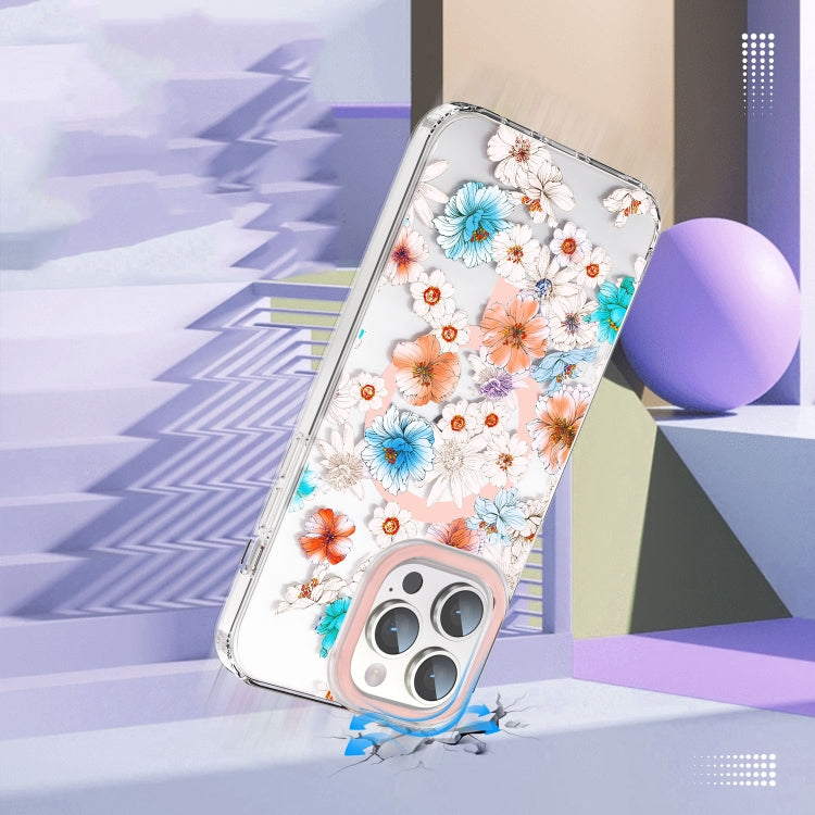For iPhone 11 Pro Max MagSafe Magnetic TPU Phone Case(White Blue Flower) - iPhone 11 Pro Max Cases by buy2fix | Online Shopping UK | buy2fix