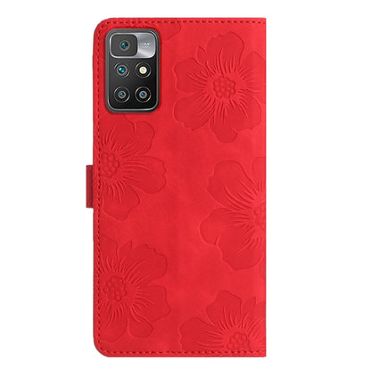 For Xiaomi Redmi 10 Flower Embossing Pattern Leather Phone Case(Red) - Xiaomi Cases by buy2fix | Online Shopping UK | buy2fix