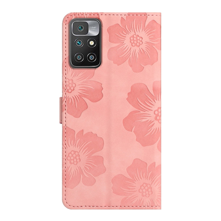 For Xiaomi Redmi 10 2022 Flower Embossing Pattern Leather Phone Case(Pink) - Xiaomi Cases by buy2fix | Online Shopping UK | buy2fix
