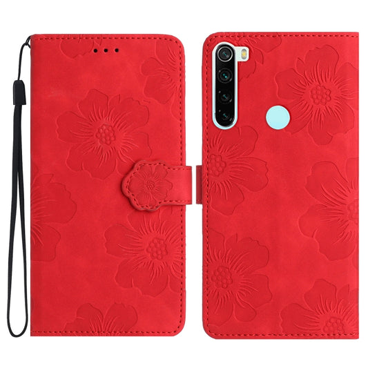 For Xiaomi Redmi Note 8T Flower Embossing Pattern Leather Phone Case(Red) - Xiaomi Cases by buy2fix | Online Shopping UK | buy2fix