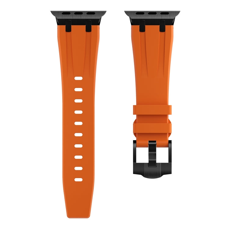 AP Silicone Watch Band For Apple Watch SE 2023 44mm(Black Orange) - Watch Bands by buy2fix | Online Shopping UK | buy2fix