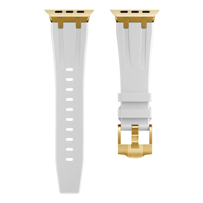AP Silicone Watch Band For Apple Watch SE 2023 44mm(Gold White) - Watch Bands by buy2fix | Online Shopping UK | buy2fix