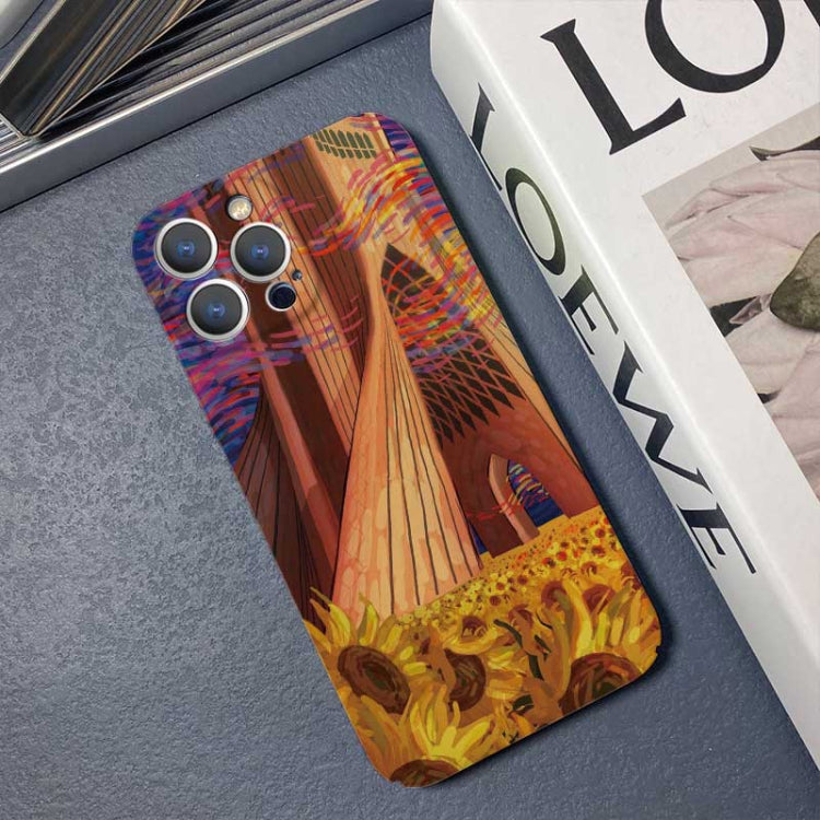 For iPhone 14 Precise Hole Oil Painting Pattern PC Phone Case(Architectural Painting) - iPhone 14 Cases by buy2fix | Online Shopping UK | buy2fix