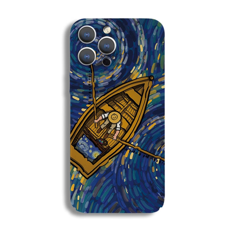 For iPhone 13 Pro Max Precise Hole Oil Painting Pattern PC Phone Case(Boating) - iPhone 13 Pro Max Cases by buy2fix | Online Shopping UK | buy2fix