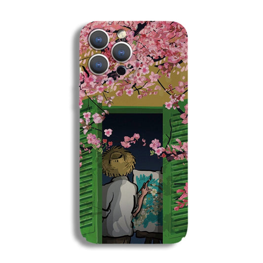 For iPhone 11 Pro Precise Hole Oil Painting Pattern PC Phone Case(Peach Blossom) - iPhone 11 Pro Cases by buy2fix | Online Shopping UK | buy2fix