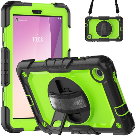 For Lenovo Tab M8 4th Gen Silicone Hybrid PC Tablet Case with Shoulder Strap(Yellow Green PC) - For Lenovo by buy2fix | Online Shopping UK | buy2fix