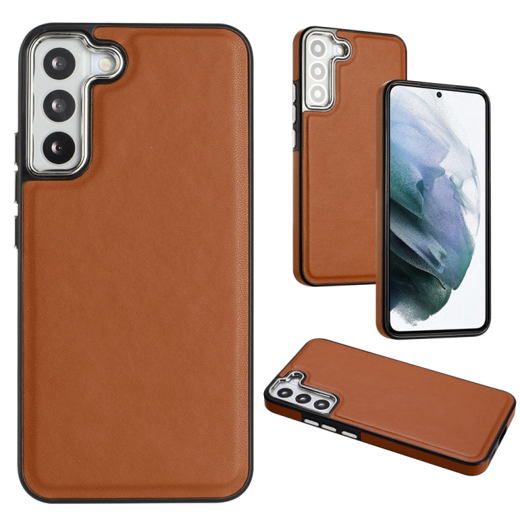 For Samsung Galaxy S22 5G Leather Texture Full Coverage Phone Case(Brown) - Galaxy S22 5G Cases by buy2fix | Online Shopping UK | buy2fix