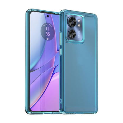 For Motorola Edge 40 Candy Series TPU Phone Case(Transparent Blue) - Motorola Cases by buy2fix | Online Shopping UK | buy2fix