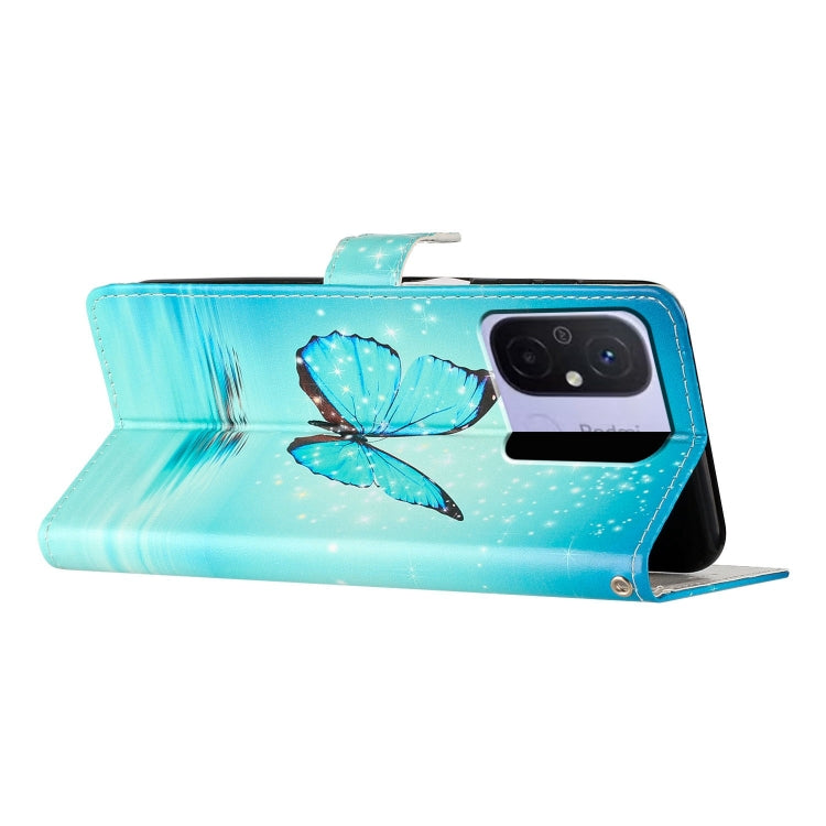 For Xiaomi Redmi 12C Colored Drawing Leather Phone Case(Blue Butterfly) - Xiaomi Cases by buy2fix | Online Shopping UK | buy2fix