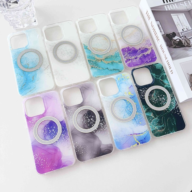 For iPhone 13 Dual-side IMD Marble Magsafe Phone Case(White) - iPhone 13 Cases by buy2fix | Online Shopping UK | buy2fix