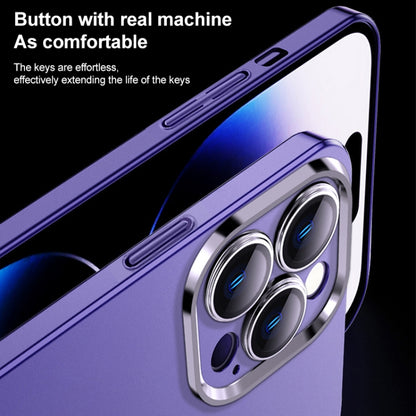 For iPhone 14 Pro Frosted Metal Material Phone Case with Lens Protection(Light Blue) - iPhone 14 Pro Cases by buy2fix | Online Shopping UK | buy2fix