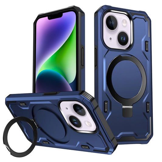 For iPhone 14 / 13 Patronus MagSafe Magnetic Holder Phone Case(Navy Blue) - iPhone 14 Cases by buy2fix | Online Shopping UK | buy2fix