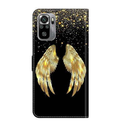 For Xiaomi Redmi Note 10 4G Crystal 3D Shockproof Protective Leather Phone Case(Golden Wings) - Xiaomi Cases by buy2fix | Online Shopping UK | buy2fix