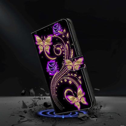 For Xiaomi Redmi Note 11 Pro 5G / 4G Global Crystal 3D Shockproof Protective Leather Phone Case(Purple Flower Butterfly) - Xiaomi Cases by buy2fix | Online Shopping UK | buy2fix