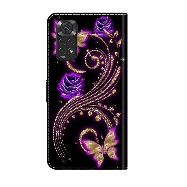 For Xiaomi Redmi Note 11 Global Crystal 3D Shockproof Protective Leather Phone Case(Purple Flower Butterfly) - Xiaomi Cases by buy2fix | Online Shopping UK | buy2fix