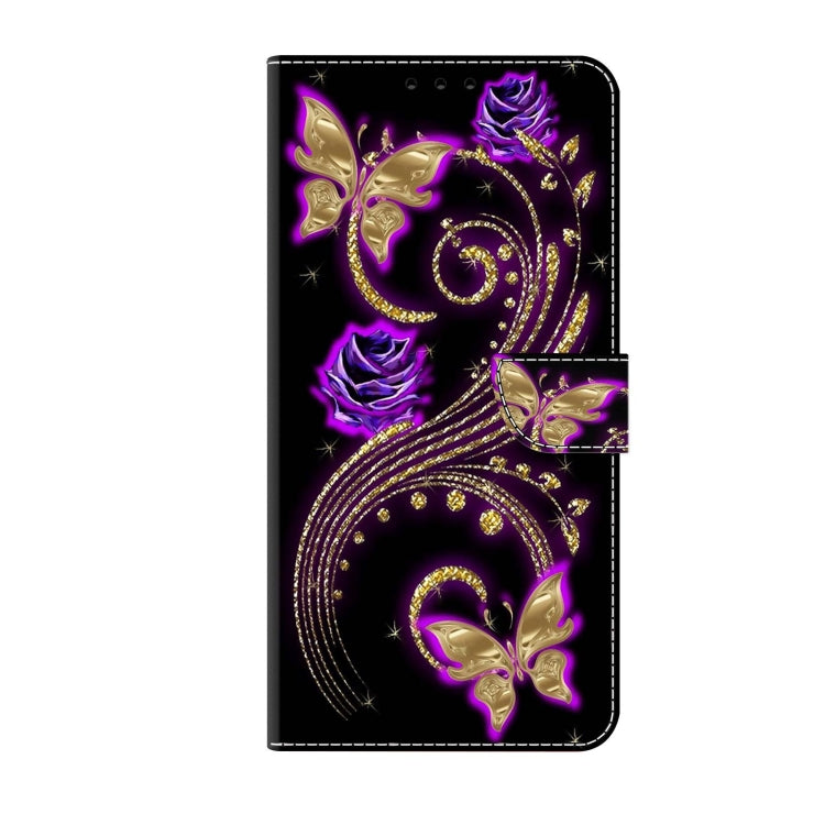 For Xiaomi 13 Crystal 3D Shockproof Protective Leather Phone Case(Purple Flower Butterfly) - 13 Cases by buy2fix | Online Shopping UK | buy2fix