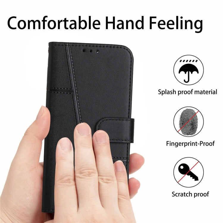 For Xiaomi Redmi Note 12 Turbo/Poco F5 Stitching Calf Texture Buckle Leather Phone Case(Black) - Xiaomi Cases by buy2fix | Online Shopping UK | buy2fix