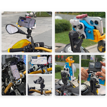 MOTOSLG Crab Motorcycle Phone Clamp Bracket U-Type Headbar Mount with Anti-theft Lock(Yellow Blue White) - Holder by MOTOLSG | Online Shopping UK | buy2fix