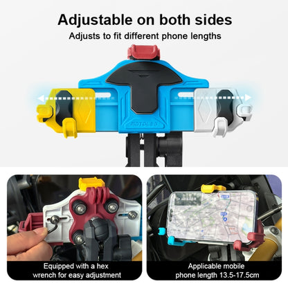 MOTOSLG Crab Motorcycle Phone Clamp Bracket O-Type Rear Mirror Mount(Blue White Red) - Holder by MOTOLSG | Online Shopping UK | buy2fix