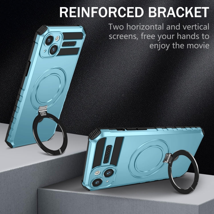 For iPhone 15 MagSafe Magnetic Holder Phone Case(Light Blue) - iPhone 15 Cases by buy2fix | Online Shopping UK | buy2fix