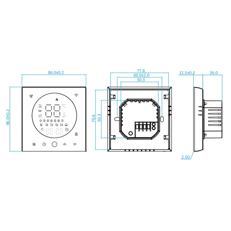 BHT-008GBL 95-240V AC 16A Smart Home Electric Heating LED Thermostat Without WiFi(Black) - Thermostat & Thermometer by buy2fix | Online Shopping UK | buy2fix