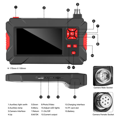 P30 5.5mm 1080P IP68 Waterproof 4.3 inch Screen Dual Camera Digital Endoscope, Length:2m Hard Cable(Black) -  by buy2fix | Online Shopping UK | buy2fix