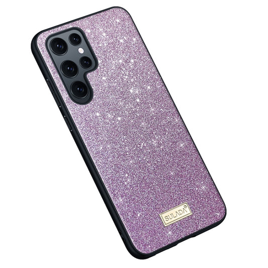For Samsung Galaxy S23 Ultra 5G SULADA Glittery TPU + Handmade Leather Phone Case(Purple) - Galaxy S23 Ultra 5G Cases by SULADA | Online Shopping UK | buy2fix