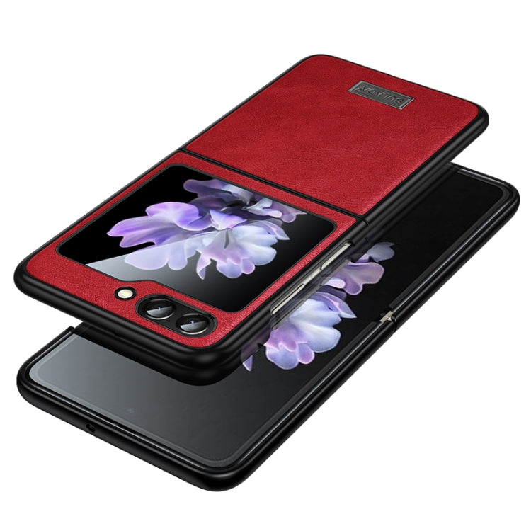 For Samsung Galaxy Z Flip5 SULADA Shockproof TPU + Handmade Leather Phone Case(Red) - Galaxy Z Flip5 Cases by SULADA | Online Shopping UK | buy2fix