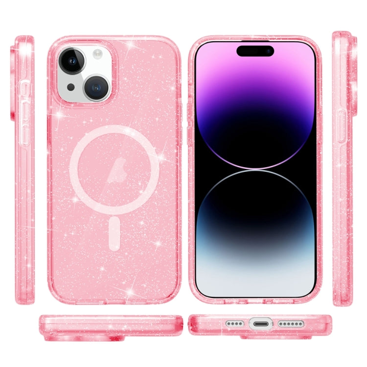 For iPhone 15 Plus Terminator Style Glitter Powder MagSafe Magnetic Phone Case(Pink) - iPhone 15 Plus Cases by buy2fix | Online Shopping UK | buy2fix