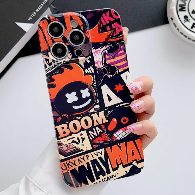 For iPhone 14 Pro Painted Pattern Precise Hole PC Phone Case(Orange Comics) - iPhone 14 Pro Cases by buy2fix | Online Shopping UK | buy2fix